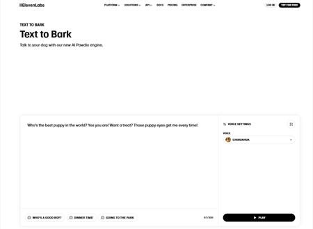 ElevenLabs发布全球首款犬类AI文本转语音模型“Text To Bark”